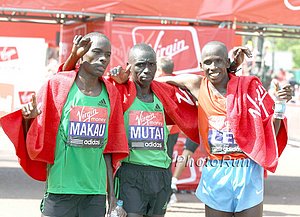 Patrick Makau, Emmanuel Mutai, and Martin Lel