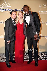 Ricky Simms con Marion Steininger e Usain Bolt