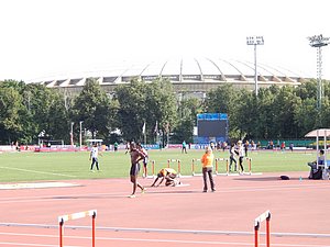 View of the main stadium from the practice track