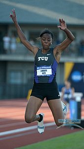 Lorraine Ugen of TCU wins the womens long jump With 22-2 1/2 (6.77m)