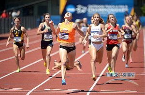 Natalia Piliusina Celebrates Winning the 1500m