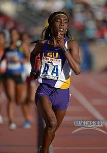 Natoya Goule runs the 800m anchor leg on the LSU womens sprint medley relay that won the Championship of America race in 3:44.26