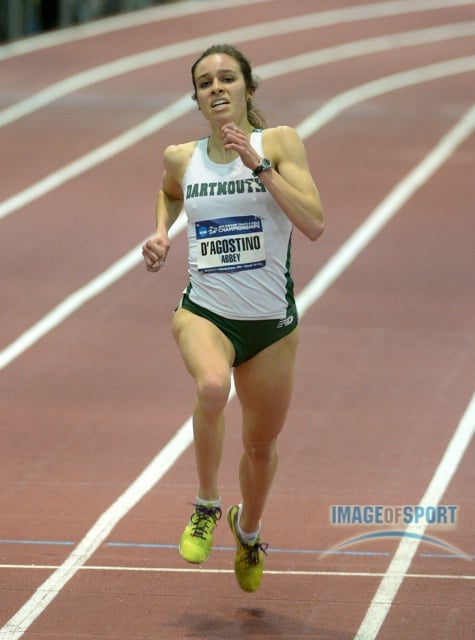 Abbey D'Agostino of Dartmouth wins the womens 5,000m in 16:20.39