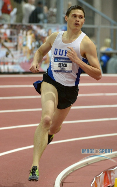 Mar 15, 2014; Albuquerque, NM, USA; Curtis Beach of Duke runs 2:28.76 in the heptathlon 1,000m in the  in the 2014 NCAA Indoor Championships at Albuquerque Convention Center. Beach was the overall winner with 6,190 points.