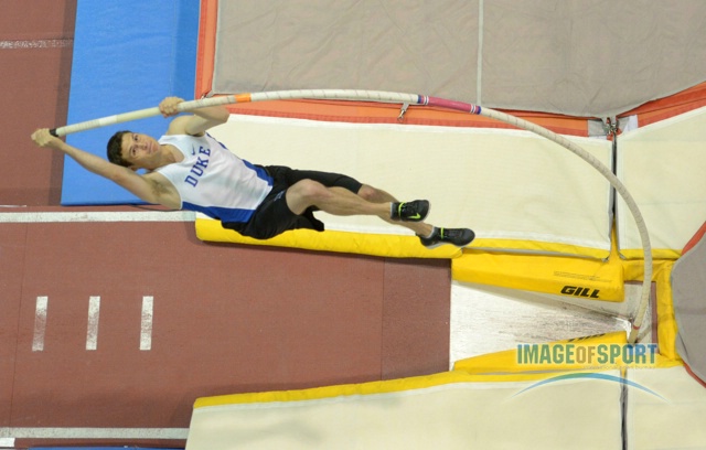 Mar 15, 2014; Albuquerque, NM, USA; Curtis Beach of Duke clears 16-6 3/4 (5.05m) in the heptathlon pole vault in the 2014 NCAA Indoor Championships at Albuquerque Convention Center.
