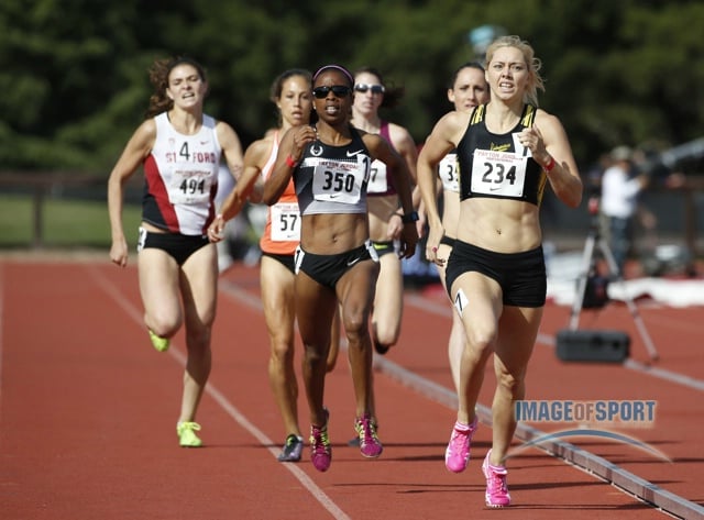 Karine Belleau-Beliveau (234) defeats Treniere Moser (350) and Justine Fredonic (577) and Amy Weissenbach of Stanford (494) to win the womens 800m in 2:01.46
