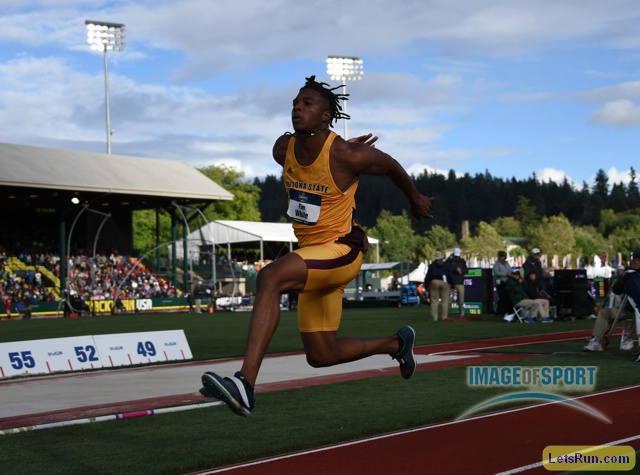 Jun 10, 2016; Eugene, OR, USA; Tim White of Arizona State places fourth in the triple jump at 54-4 1/2 (16.57m) during the 2016 NCAA Track and Field championships at Hayward Field.