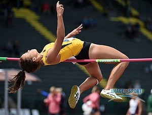 Jun 10, 2016; Eugene, OR, USA; Riley Cooks of Long Beach State clears 5-5 1/4 (1.66m) in the heptathlon high jump during the 2016 NCAA Track and Field championships at Hayward Field.