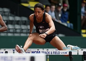 Jun 10, 2016; Eugene, OR, USA; Kendell Williams of Georgia runs 12.83 in the heptathlon 100m hurdles for the top time during the 2016 NCAA Track and Field championships at Hayward Field.