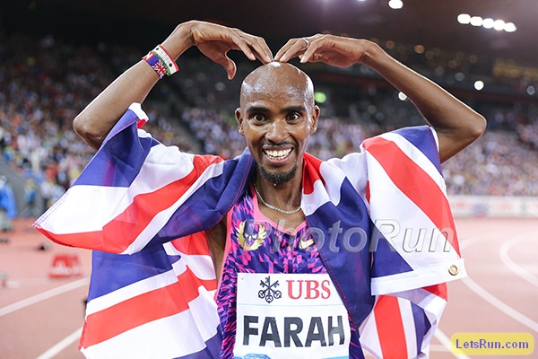 Mo Farah and the Mobot one final time on the track