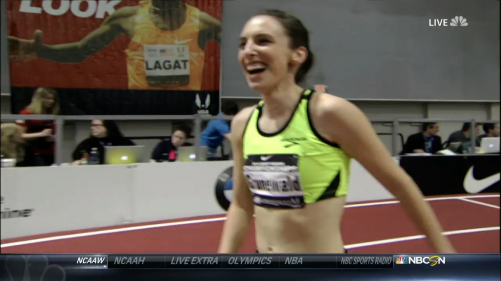 Grunewald was smiling why she was on the track