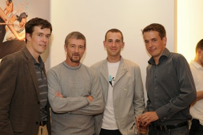 Steve Jones (2nd from left) with LRC Founders Wejo (left) and Rojo (right) and Matt Taylor at the LRC Puma Party in 2008