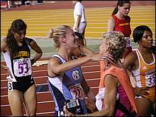 800 winner Alice Schmidt and her mom who used to have either the world or American best in the marathon