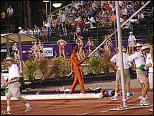 Nice Outfit: Men's pole vault champion Brian Hunter of Texas