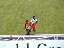 Viola Kibiwot Defending Champ of Kenya and Tirunesh Dibaba of Ethiopia