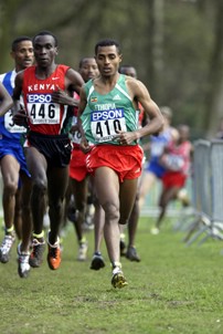 Eliud Kipchoge of Kenya and Kenenise Bekele