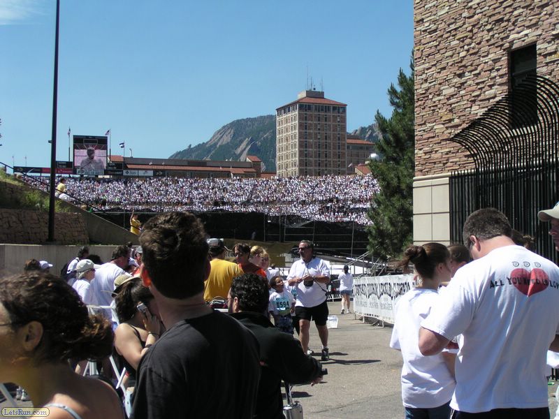 The Bolder Boulder Has Quite a Crowd Inside of the Football Stadium