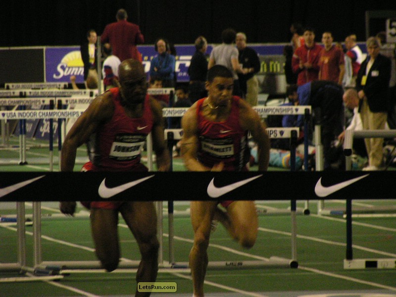 Allen Johnson winning another 60m hurdler title