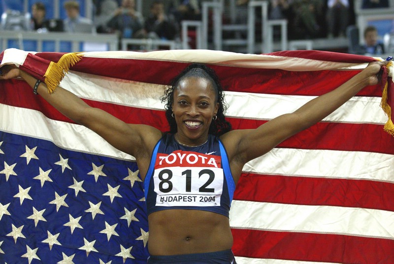 Gail Devers Celebrating Her 60m Gold