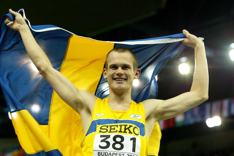 Stefan Holm with teh Swedish Flag