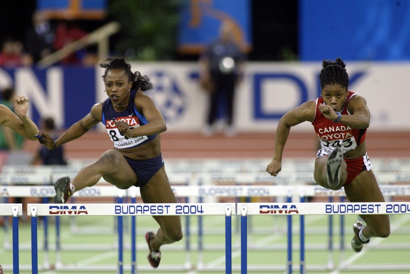 Gail Devers and Perdita Felicien in the Hurdle Final
