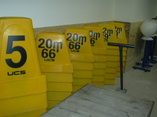 Lane and sector markers inside the equipment garage