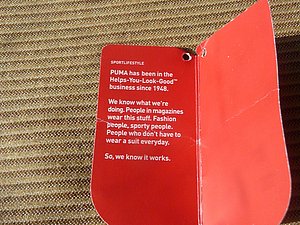 I understand how the "Helps-You-Look-Good-Business" helps you with the average consumer, but as a former hard-core runner,  have you thought about having the 2nd side or another card that tells you how it can help you run fast? Or maybe an inspirational message from Usain Bolt?