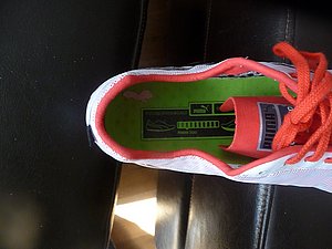 How do you decide what to put on the insole? This one has a cushioning meter and no Bolt. What about putting a funny 
card or note from Bolt in on the inside where that tissue stuffing is?