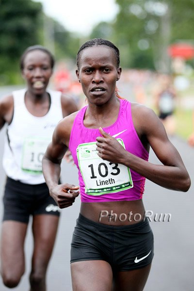 Lineth Chepkuri Pulling Away from Edna Kiplagat