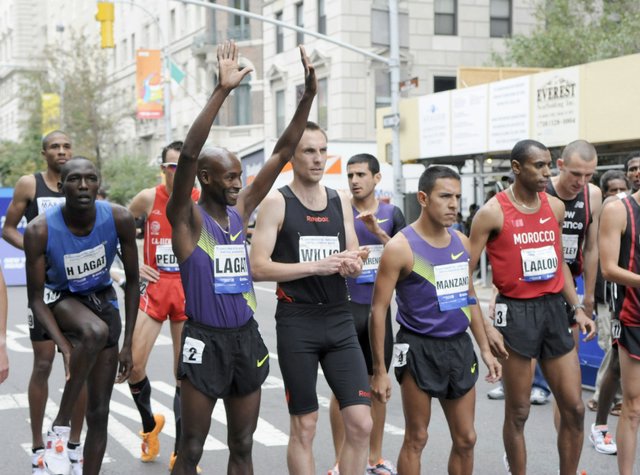 Bernard Lagat (Waving), Nisk Willis, and Leo Manzano