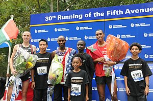 Andy Baddeley, Bernard Lagat, and Amine Laalou