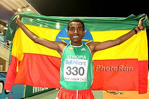 Gebretsadol Abraja got Silver in 28:03