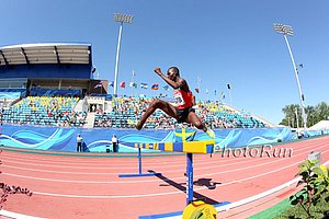 Kenyan Albert Yator shows his hurdle form