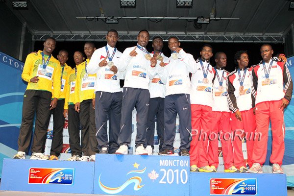 Boys 4x100 awards (US, Jamaica and T&T)