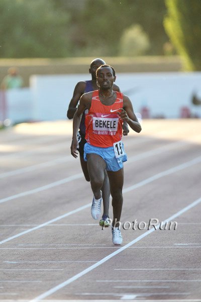 Tariku Bekele and Bernard Lagat