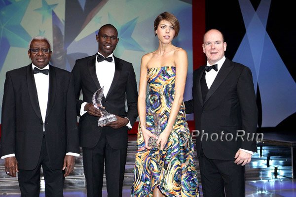 Prince Albert ,Blanka Vlasic, David Rudisha and  Lamine Diack