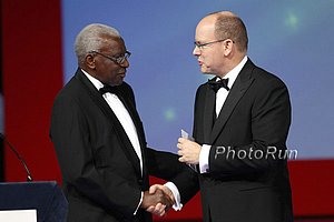 Lamine Diack con il principe Alberto Grimaldi Di Monaco