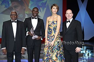 Prince Albert ,Blanka Vlasic, David Rudisha and  Lamine Diack