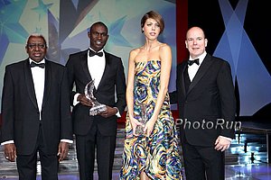 Prince Albert ,Blanka Vlasic, David Rudisha and  Lamine Diack