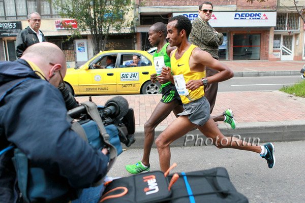 Geoffrey Mutai and Deriba Merga Battled for a While