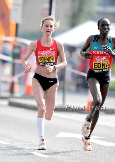 Liliya Shobukhova and Edna Kiplagat Battling for 2nd