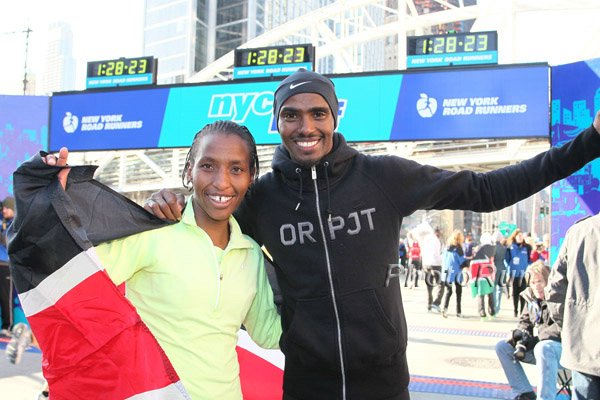 Caroline Rotich and Mo Farah