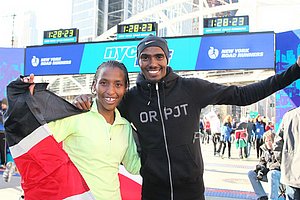 Caroline Rotich and Mo Farah