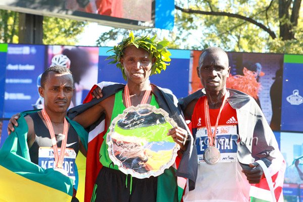 Tsegaye Kebede, Emmanuel Mutai and Geoffrey Mutai