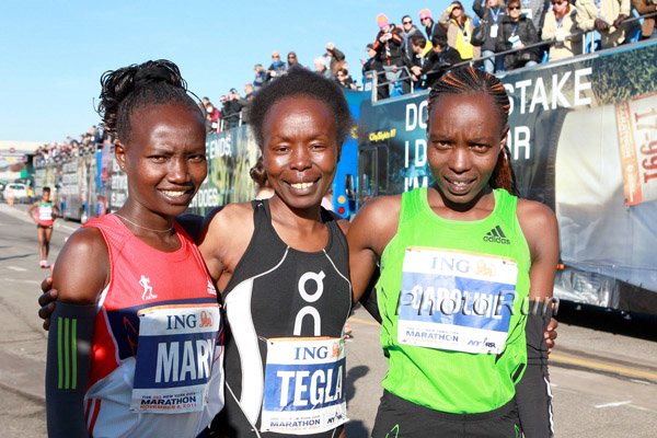 Mary Keitany, Tegla Laroupe and Caroline Kilel