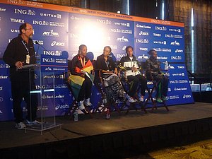 Women's top three - Firehiwot Dado (l), Buzunesh Deba, and Mary Keitany (r)