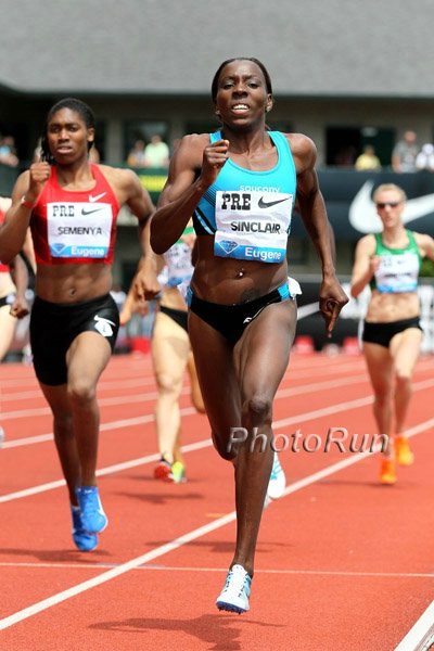 Kenia Sinclair and Caster Semenya in 800m
