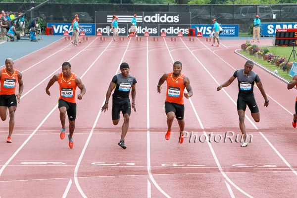 Yohan Blake 9.90,  Keston Bledman 9.93, Mike Rodgers 9.99