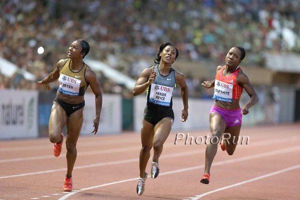 Carmelita Jeter, Shelly-Ann Fraser-Pryce, Kelly-Ann Baptiste