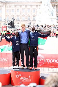 Prince Harry, Mary Keitany and Wilson Kipsang